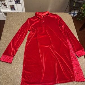 Red Velvet Long Sleeve Dress